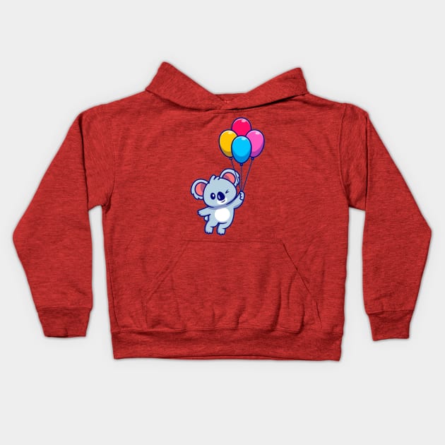 Cute koala floating with balloon Kids Hoodie by TheDesigNook